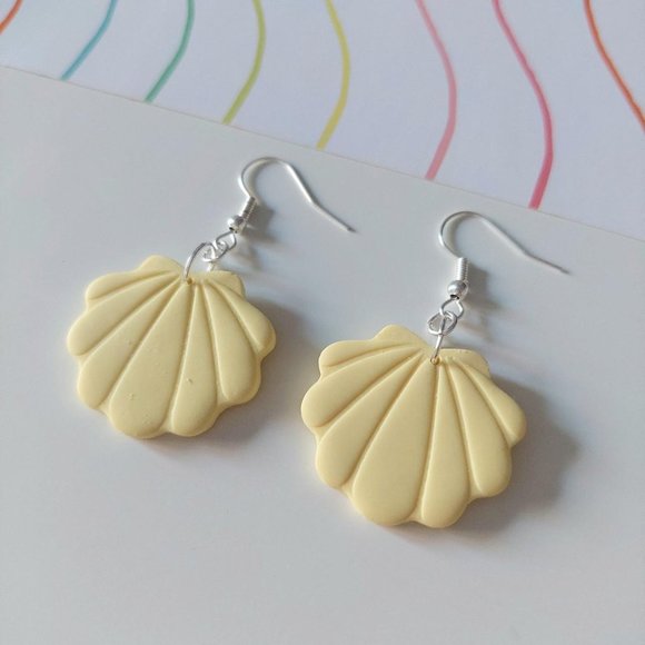 Pastel Yellow Shell Earrings - Picture 2 of 2